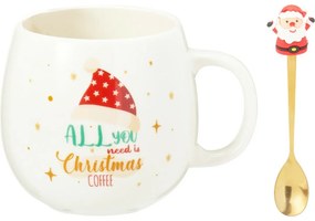Santa karácsonyi porcelán bögre kanállal 550 ml