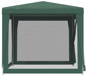 zöld HDPE rendezvénysátor 4 hálós oldalfallal 2,5x2,5 m