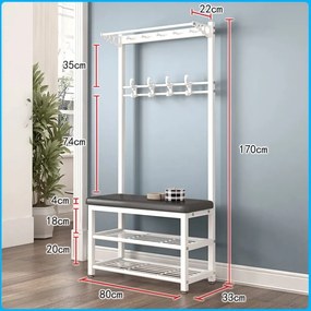 Cipőtartó kényelmes üléssel és akasztóval CR004-60 170 x 33 x 60 cm