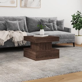 Barna tölgyszínű dohányzóasztal LED-lámpákkal 50 x 50 x 40 cm