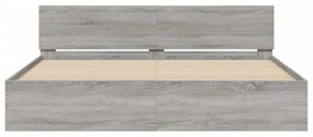 szürke sonoma tölgy színű ágykeret fejtámlával 200 x 200 cm