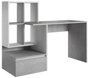 MARLO íróasztal polccal, betonszürke/fehér