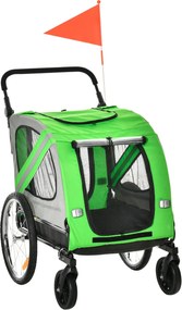 PawHut 2 az 1-ben Kerekes Felszerelés Kutyáknak – Átalakítható Szállító, Felgörgethető Ajtókkal, Biztonsági Övvel, Zászlóval és 6 Visszaverővel, 30 kg