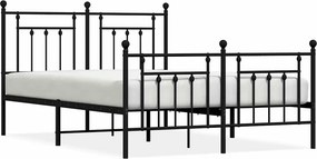 vidaXL fekete fém ágykeret fej- és lábtámlával 140 x 190 cm