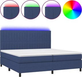 vidaXL kék szövet rugós és LED-es ágy matraccal 200 x 200 cm