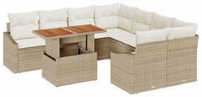vidaXL Kerti Kanapé Szett tárolóval 9 pcs Bézs Poli rattan