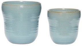 Tina 2 db-os kék kerámia virágcserép szett - Hübsch
