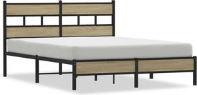 vidaXL sonoma tölgy színű szerelt fa ágykeret matrac nélkül 137x190 cm