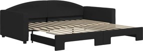 vidaXL fekete kihúzható szövet heverő 100 x 200 cm