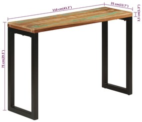 tömör újrahasznosított fa tálalóasztal 110x35x75 cm