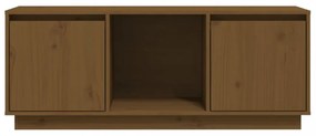 mézbarna tömör fenyőfa TV-szekrény 110,5x35x44 cm