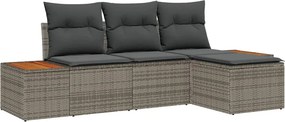 vidaXL Kerti Kanapé Szett párnával párnával 4 pcs Szürke polirattan