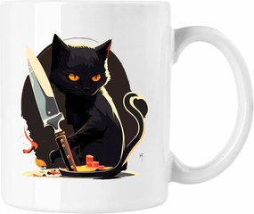 Bögre Sötét macska kés 1 Fehér 330ml