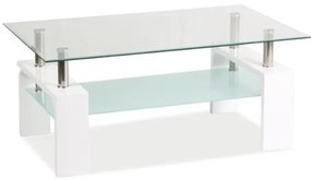 Lisa Basic II dohányzóasztal, átlátszó / fehér