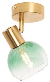 Art Deco reflektor arany színben zöld üveggel - Vidro