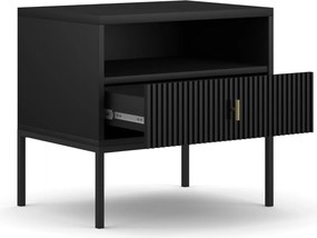 Éjjeliszekrény bordázott kivitelben, fekete színben MARCOS