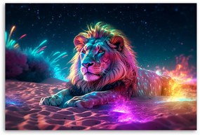 Gario Vászonkép Éjszakai égbolt és oroszlán Méret: 100 x 70 cm