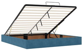 vidaXL Ottomán ágykeret matraccal sötétkék 200x200 cm bársony