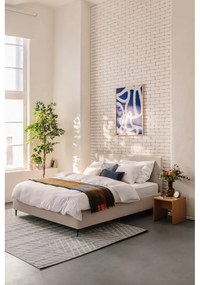 Bézs színű kárpitozott franciaágy matraccal és ráccsal 180x200 cm Noira Slim - Bonami Selection
