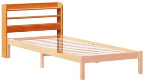 viaszbarna tömör fenyőfa fejtámla polcokkal 90 cm