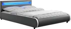 Franciaágy RGB LED világítással, szürke, 160x200, DULCEA