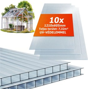 MARK cellás polikarbonát lemez, 6mm, 60,5x121x0,6cm, 10 db, átlátszó Jurhan