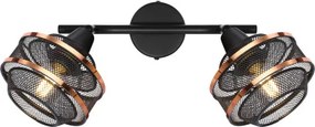 Globo 54020-2 Spotlámpa fém fekete-arany színben,fém drót búrával. HxSZxM: 275x120x215mm, 2xE14 40W 230V izzók nélkül
