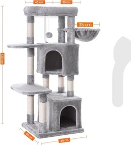 Feandrea macskafa, macskakaparó oszlop stabil 120 cm, világosszürke
