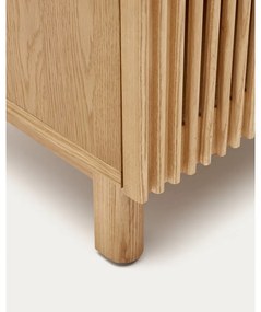 Natúr színű éjjeliszekrény tölgyfa dekorral Beyla – Kave Home