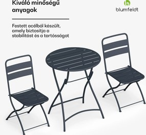 Blumfeldt RetroChic kerti szett, 1 asztal + 2 szék, 60 cm, összecsukható, bevonva, időjárásálló