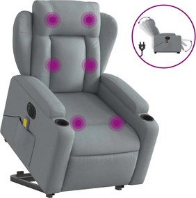vidaXL világosszürke szövet dönthető elektromos álló masszázsfotel