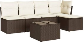 vidaXL 6 részes barna polyrattan kerti ülőgarnitúra párnával