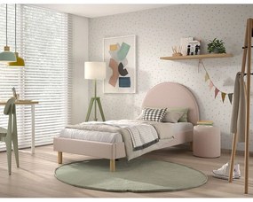 Rózsaszín kárpitozott egyszemélyes ágy ágyráccsal 90x200 cm MOON – Vipack