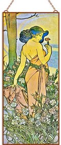 Alphonse Mucha - Szegfű üvegkép, falikép