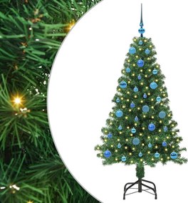 vidaXL Mű karácsonyfa 150 LED-del Zöld 150 cm PVC és Acél és Műanyag