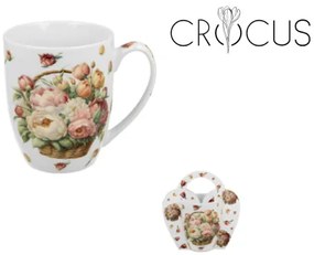 Porcelán virágos bögre rózsás dísztasakkal CROCUS