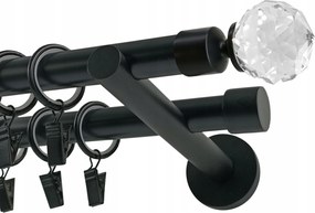 Dupla Fém Függönykarnis 19+19 mm Végválaszték Fekete Matt 360 cm