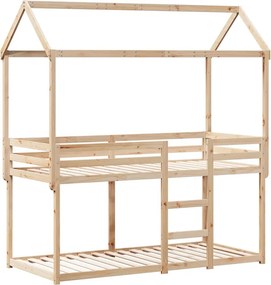 vidaXL tömör fenyőfa emeletes ágy matrac nélkül 90 x 200 cm