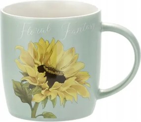 Elegáns porcelán bögre napraforgó virág motívummal 350ml kávé tea