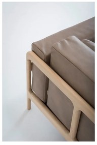 Fawn fotel tömör tölgyfa konstrukcióból világosbarna bivalybőr ülőpárnával - Gazzda