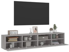 2 db szürke sonoma szerelt fa fali TV-szekrény 80 x 30 x 30 cm