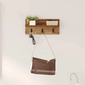 Fali Kabáthorog polcokkal Régi fa 40 x 10.5 x 18 cm Faanyag