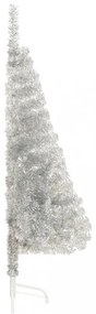 ezüstszínű PET fél műkarácsonyfa állvánnyal 150 cm