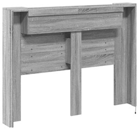 szürke sonoma színű áthidalószekrény LED-ekkel 140x16,5x103,5cm