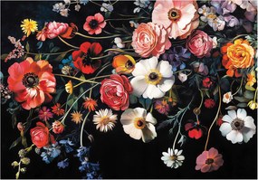 Fotótapéta virágcsokor fekete piros elegancia +ragasztó ajándék