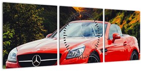 Kép - piros Mercedes (órával) (90x30 cm)