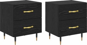 vidaXL Éjjeliszekrény 2 pcs Fekete tölgy 40 x 35 x 47,5 cm Faanyag