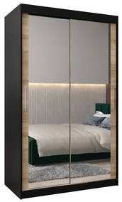 Ruhásszekrény 120 cm Toki 3 (matt fekete + szonoma tölgy). 1065062
