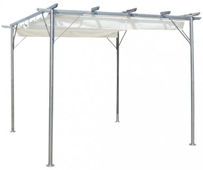 fehér-krémszínű acélpergola behúzható tetővel 3 x 3 m