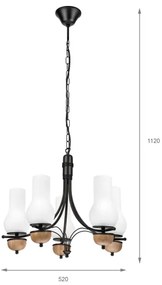 Brilagi - LED Csillár láncon COTTAGE 5xE14/40W/230V bükkfa/fehér